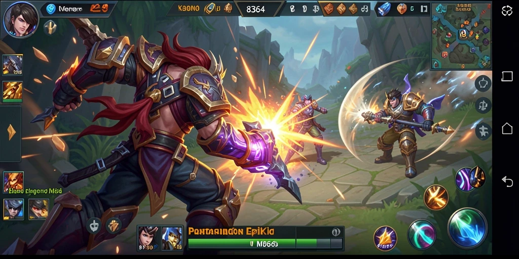 Tangkapan layar gameplay seru di 8364, memperlihatkan pertarungan tim yang intens.