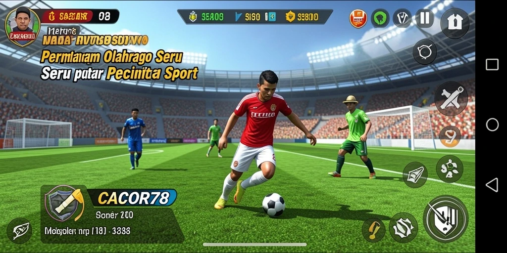 Tampilan gameplay CACOR78 yang memukau dan penuh aksi olahraga.