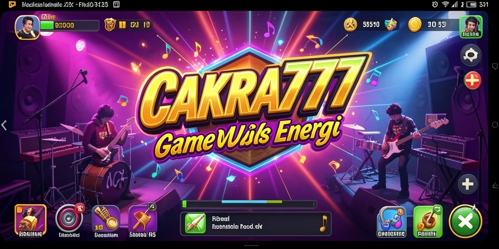 Tampilan gameplay CAKRA777 yang penuh energi dan interaksi musik.
