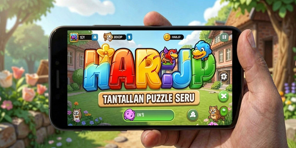 Screenshot utama HARAPJP menampilkan gameplay puzzle yang menarik.