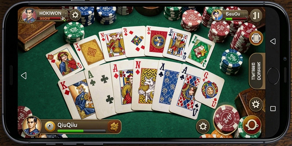 Screenshot HOKIWON menampilkan gameplay QiuQiu yang seru dan interaktif.