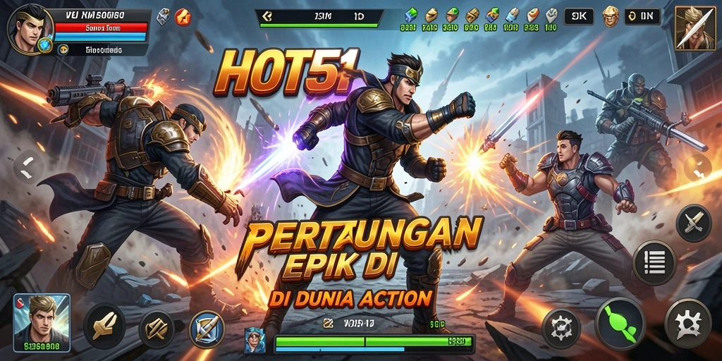 Gameplay HOT51 yang mendebarkan dengan pertarungan intens.