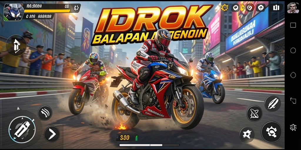 Gameplay seru dalam balapan motor yang mendebarkan.