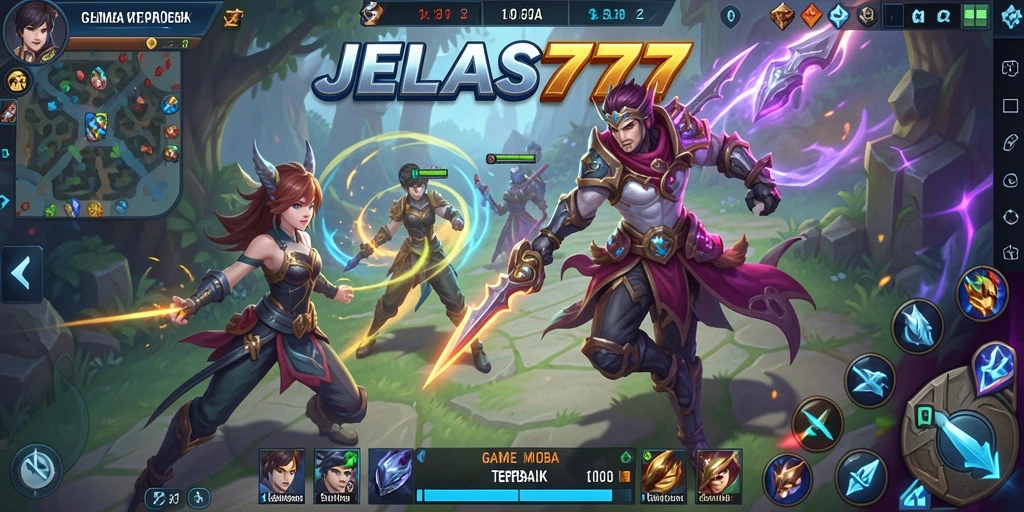 Tampilan gameplay seru JELAS777 dengan aksi pertarungan antar tim.