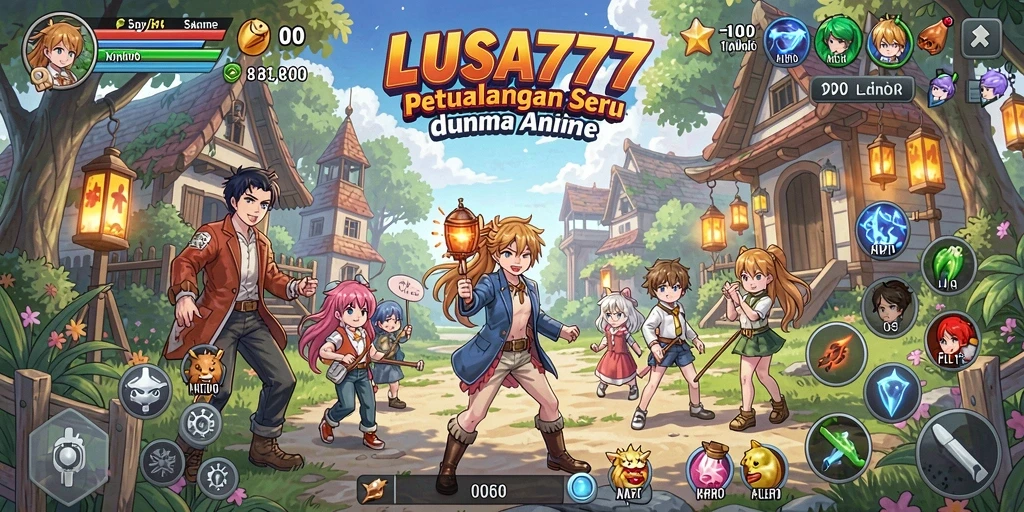 Screenshot LUSA777 menampilkan karakter Anime dalam aksi yang seru.