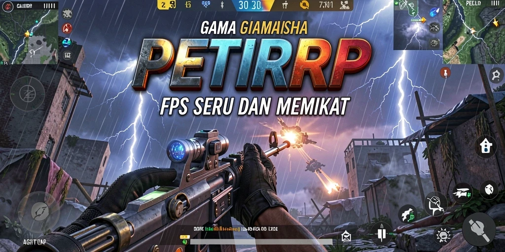Tampilan gameplay seru dalam aksi FPS PETIRRP.