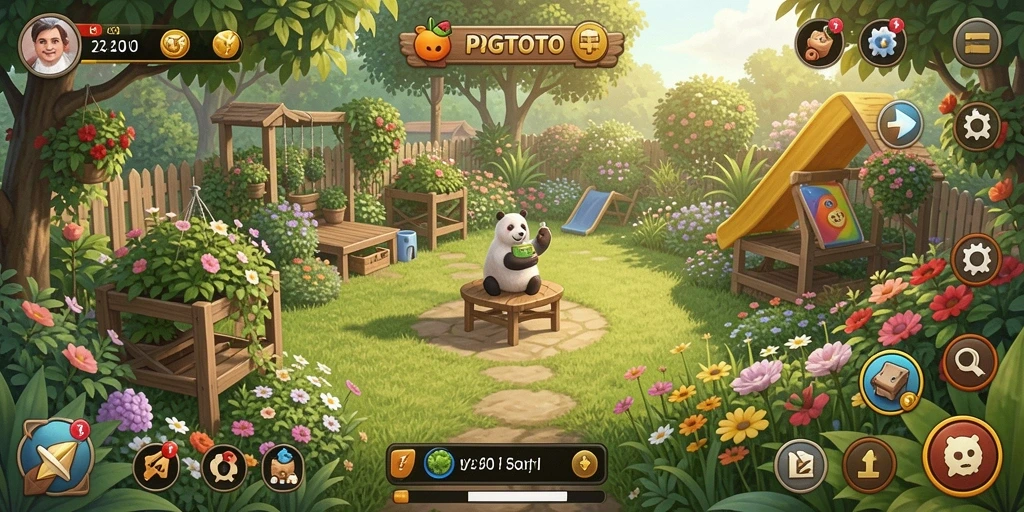 Tampilan menarik gameplay PGTOTO saat berkebun.