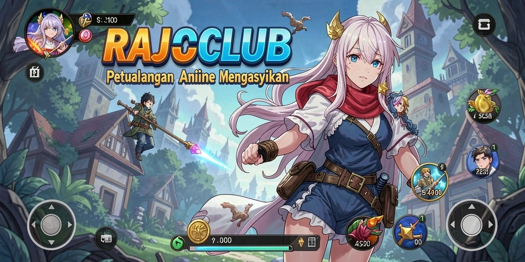 Screenshot RAJACLUB menampilkan pertarungan karakter anime yang epik.