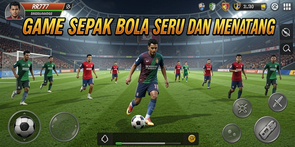 Tampilan gameplay RR777 dengan aksi sepak bola yang mendebarkan