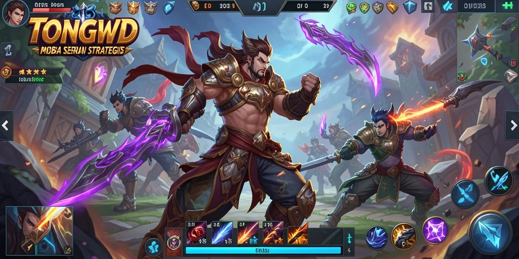 Screenshot TONGWD menunjukkan aksi seru dalam pertempuran MOBA.