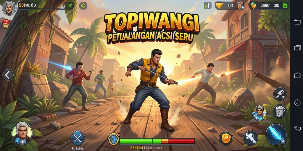 Screenshot gameplay TOPIWANGI menampilkan aksi seru dan pertarungan mendebarkan.