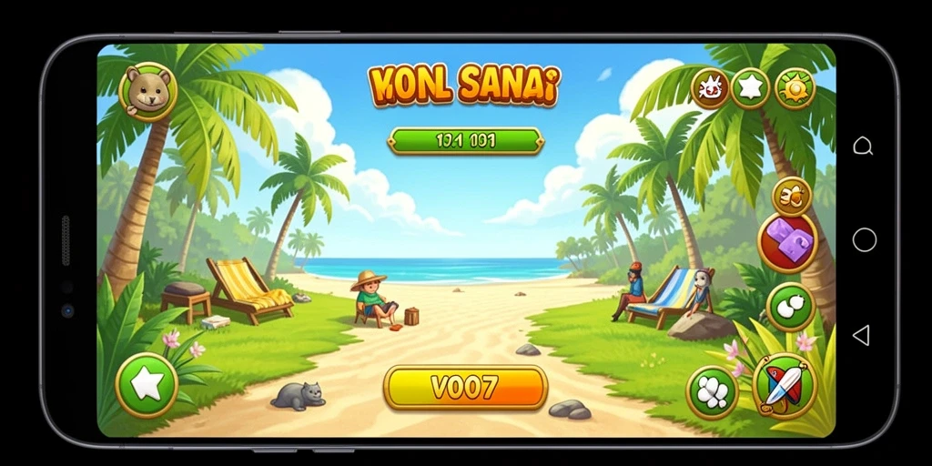 Screenshot V07 menampilkan gameplay yang seru dan penuh warna.