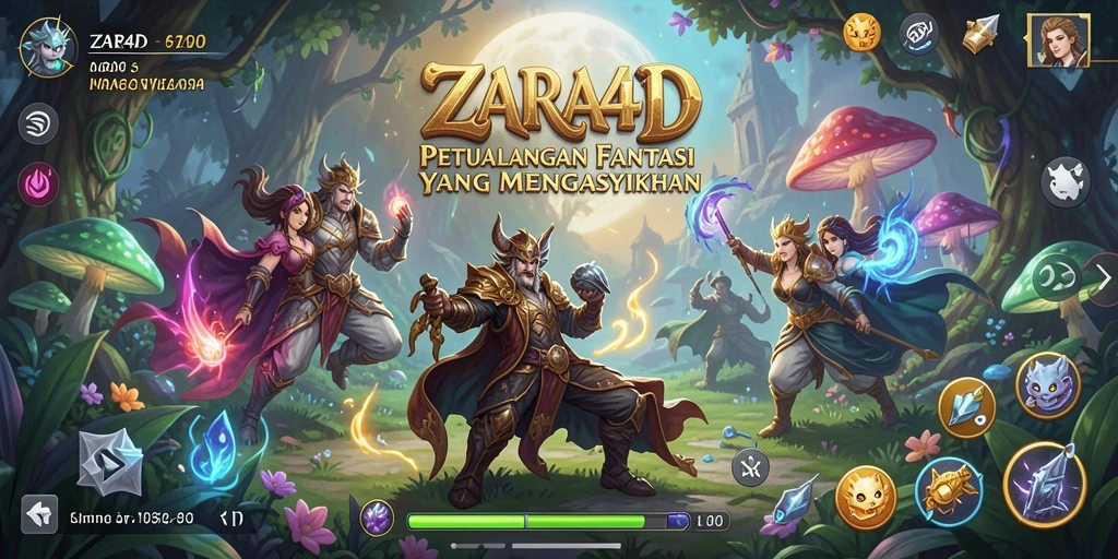 Screenshot gameplay ZARA4D menampilkan pertarungan epik dengan lingkungan yang indah.