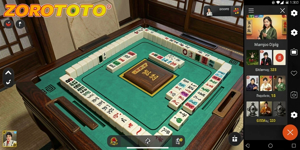 Screenshot ZOROTOTO menampilkan gameplay Mahjong yang menyenangkan.